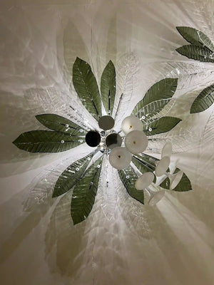 Frangipani Grove Glass Flush Chandelier – A Botanical Statement for Modern Ceilings