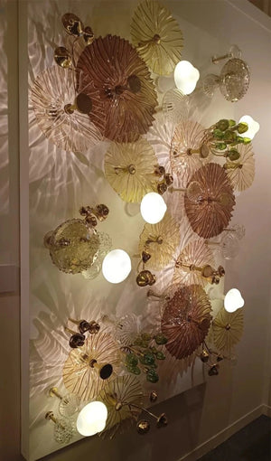 Amber Canopy Glass Wall Chandelier – An Illuminated Botanical Wall Sculpture