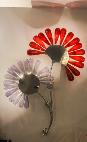 Ember Bloom Glass Wall Chandelier – A Radiant Botanical Sculpture in Hand-Blown Glass