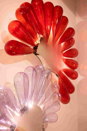 Ember Bloom Glass Wall Chandelier – A Radiant Botanical Sculpture in Hand-Blown Glass
