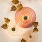 Amber Ripple Glass Wall Chandelier – A Gilded Leaf-Accented Illuminated Sculpture