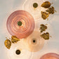 Amber Ripple Glass Wall Chandelier – A Gilded Leaf-Accented Illuminated Sculpture