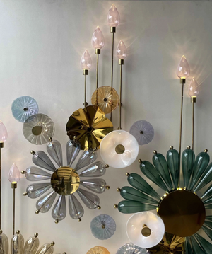 Solstice Bloom Glass Wall Chandelier – A Luminous Floral Sculpture for Statement Interiors