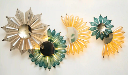 Sunburst Glass Wildflower Wall Chandelier – A Sculptural Statement in Hand-Blown Glass