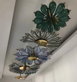 Sunburst Glass Wildflower Wall Chandelier – A Sculptural Statement in Hand-Blown Glass
