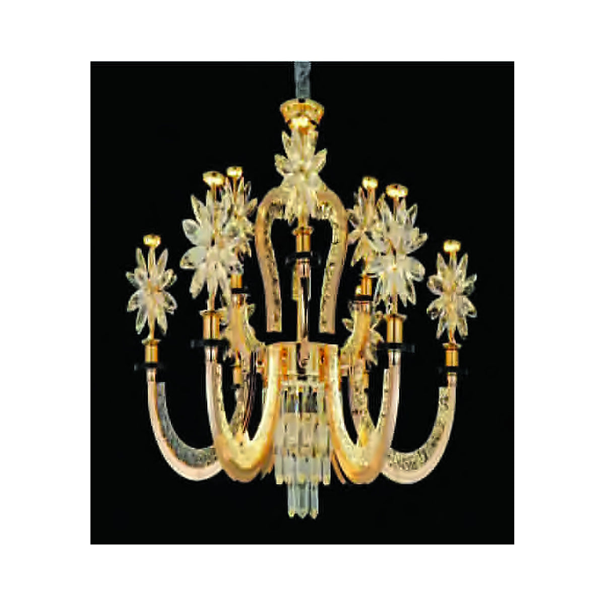 Eliante Six Crystal Chandelier – Amber & Clear Glass, Metal