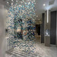 Aquamarine Sea-Glass Canopy Chandelier – A Room-Divider Statement for Double-Height Spaces