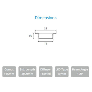 JS-JAS Jas 16X06 Trim Recessed Alluminium Profile For Strips 193-JASE-R1606
