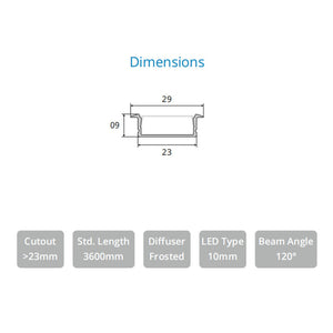 JS-JAS JSAS-Eco-23x09 Trim Recessed Alluminium Profile For Strips 197-JASE-R2309