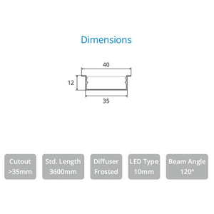 JS-JAS JSAS-Eco-35x12 Trim Recessed Alluminium Profile For Strips 199-JASE-R3512