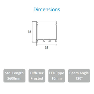JS-JAS JSAS-Eco-35x35 Surface Alluminium Profile For Strips 200-JASE-S3535