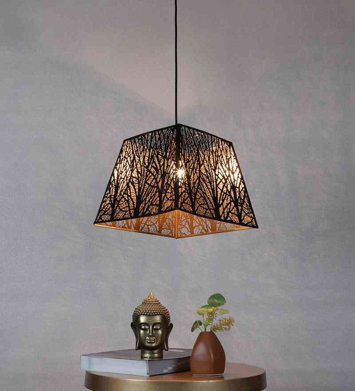 Shyvora Black and Gold Iron Chandelier  | E27 holder | Included Bulb | Eliante by Jainsons Lights