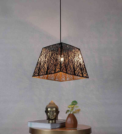 Shyvora Black and Gold Iron Chandelier  | E27 holder | Included Bulb | Eliante by Jainsons Lights