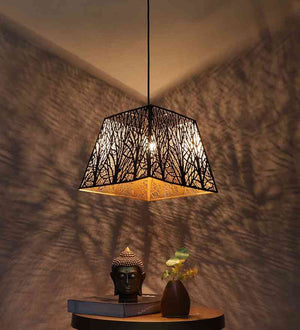 Shyvora Black and Gold Iron Chandelier  | E27 holder | Included Bulb | Eliante by Jainsons Lights