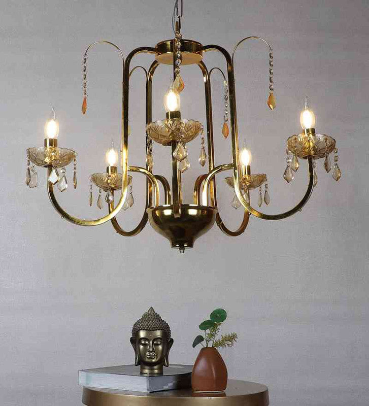 Raynix Gold Iron Chandelier  | E14 holder | Included Bulb | Eliante by Jainsons Lights