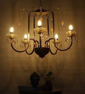 Raynix Gold Iron Chandelier  | E14 holder | Included Bulb | Eliante by Jainsons Lights