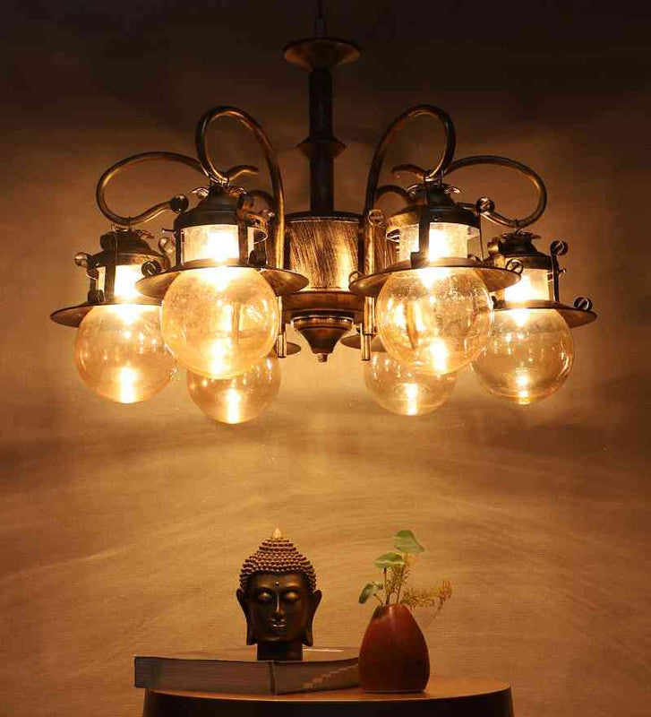 Zyphira Gold Iron Chandelier  | E27 holder | Included Bulb | Eliante by Jainsons Lights