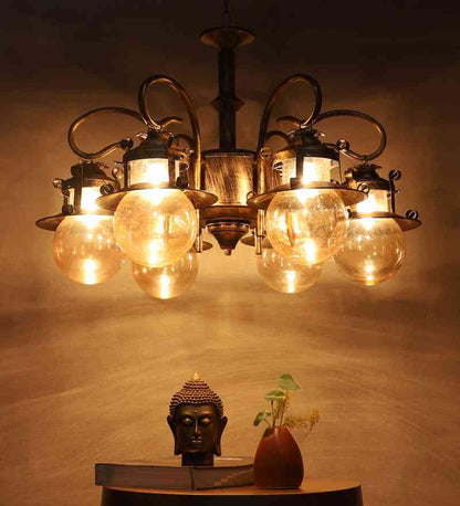 Zyphira Gold Iron Chandelier  | E27 holder | Included Bulb | Eliante by Jainsons Lights