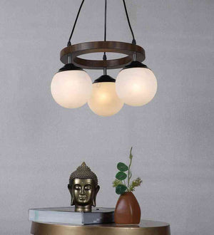 Lumorix Brown Wood Chandelier  | E27 holder | Included Bulb | Eliante by Jainsons Lights