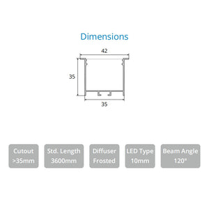 JS-JAS JSAS-Eco-35x35 Trim Recessed Alluminium Profile For Strips 201-JASE-R3535