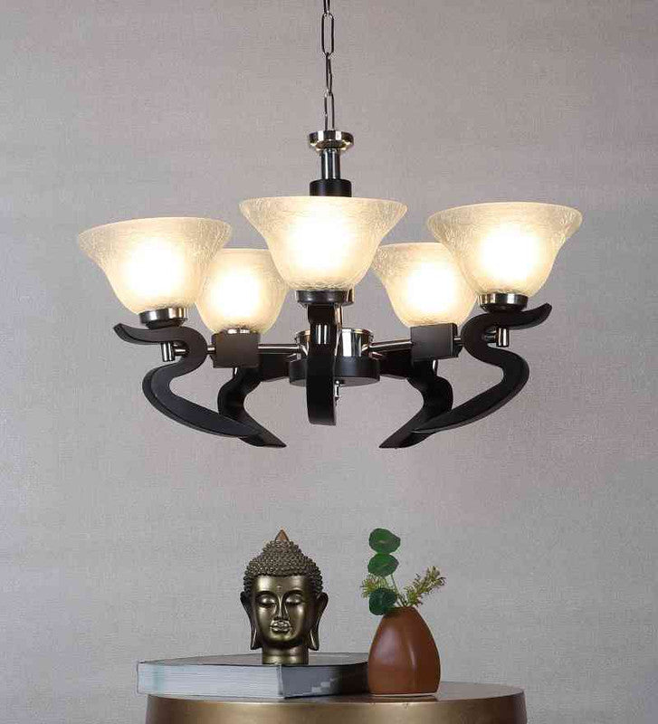 Blinova Brown Wood Chandelier  | E27 holder | Included Bulb | Eliante by Jainsons Lights