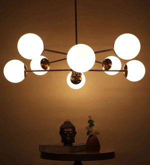 Flarexa Gold Iron Chandelier  | E27 holder | Included Bulb | Eliante by Jainsons Lights