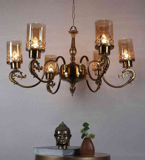 Vionex Gold Iron Chandelier  | E27 holder | Included Bulb | Eliante by Jainsons Lights