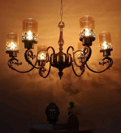 Vionex Gold Iron Chandelier  | E27 holder | Included Bulb | Eliante by Jainsons Lights