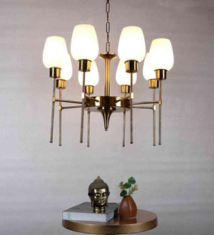 Lirvion Gold Iron Chandelier  | E27 holder | Included Bulb | Eliante by Jainsons Lights