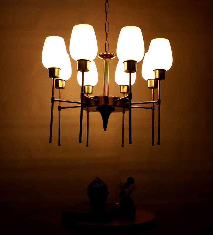 Lirvion Gold Iron Chandelier  | E27 holder | Included Bulb | Eliante by Jainsons Lights