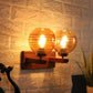 Marrón Brwon Wood Wall Light - 2021-2W-CFL-HALO - Included Bulbs