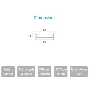 JS-JAS JSAS-Eco-50x12 Trim Recessed Alluminium Profile For Strips 203-JASE-R5012