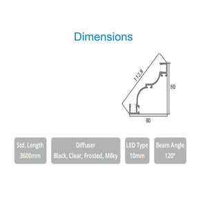 JS-JAS Corner Cove Alluminium Profile For Strips 209-JAS-S8080