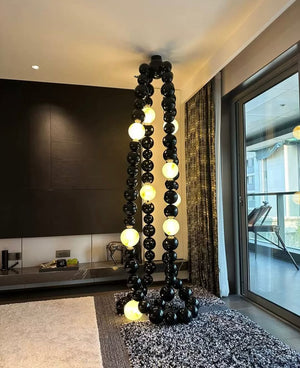 Onyx Sphere Cascade Chandelier – A Sculptural Statement for Double-Height Spaces