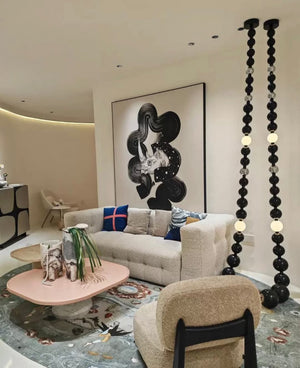 Onyx Sphere Cascade Chandelier – A Sculptural Statement for Double-Height Spaces
