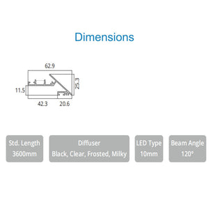 JS-JAS Cove Alluminium Profile For Strips 211-JAS-R6325