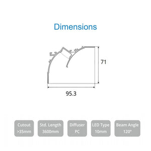 JS-JAS Corner Cove Alluminium Profile For Strips 213-JAS-R9571