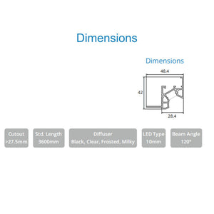JS-JAS Cove Alluminium Profile For Strips 215-JAS-R4842
