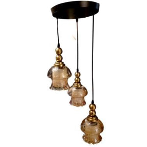 ELIANTE by Jainson Lights | Metal Chrome Base Hanging Light | Glass Body | E-27 Holder | Without Bulb |CC-2092-3|Hanging Lights for Living Room