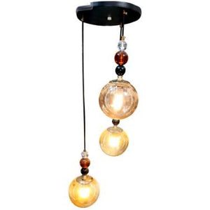 ELIANTE by Jainsons Lights | Golden 3 Glass Cluster Hanging Light | Pendant Light | Hanging Light for Home, Office and Hotel | Holder Type - E-27 | Without Bulb