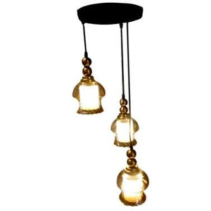 ELIANTE by Jainson Lights | Metal Chrome Base Hanging Light | Glass Body | E-27 Holder | Without Bulb |CC-2092-3|Hanging Lights for Living Room
