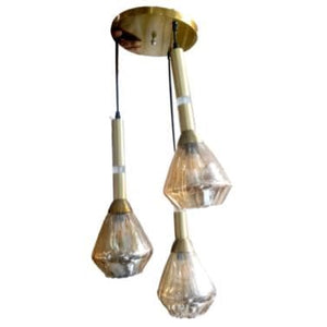 ELIANTE by Jainson Lights | Metal Gold Base Hanging Light | Glass Body | E-27 Holder | Without Bulb |CC-CD2502-3 | Hanging Lights for Living Room