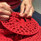 Hand-Crocheted Lattice Column Chandelier – A Statement Piece for Double-Height Interiors