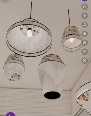 Botanical Print Fabric Cluster Chandelier – A Statement Piece for Double-Height Interiors
