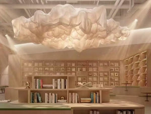 Crushed Fabric Cloud Chandelier – A Statement Piece for Double-Height Lobbies