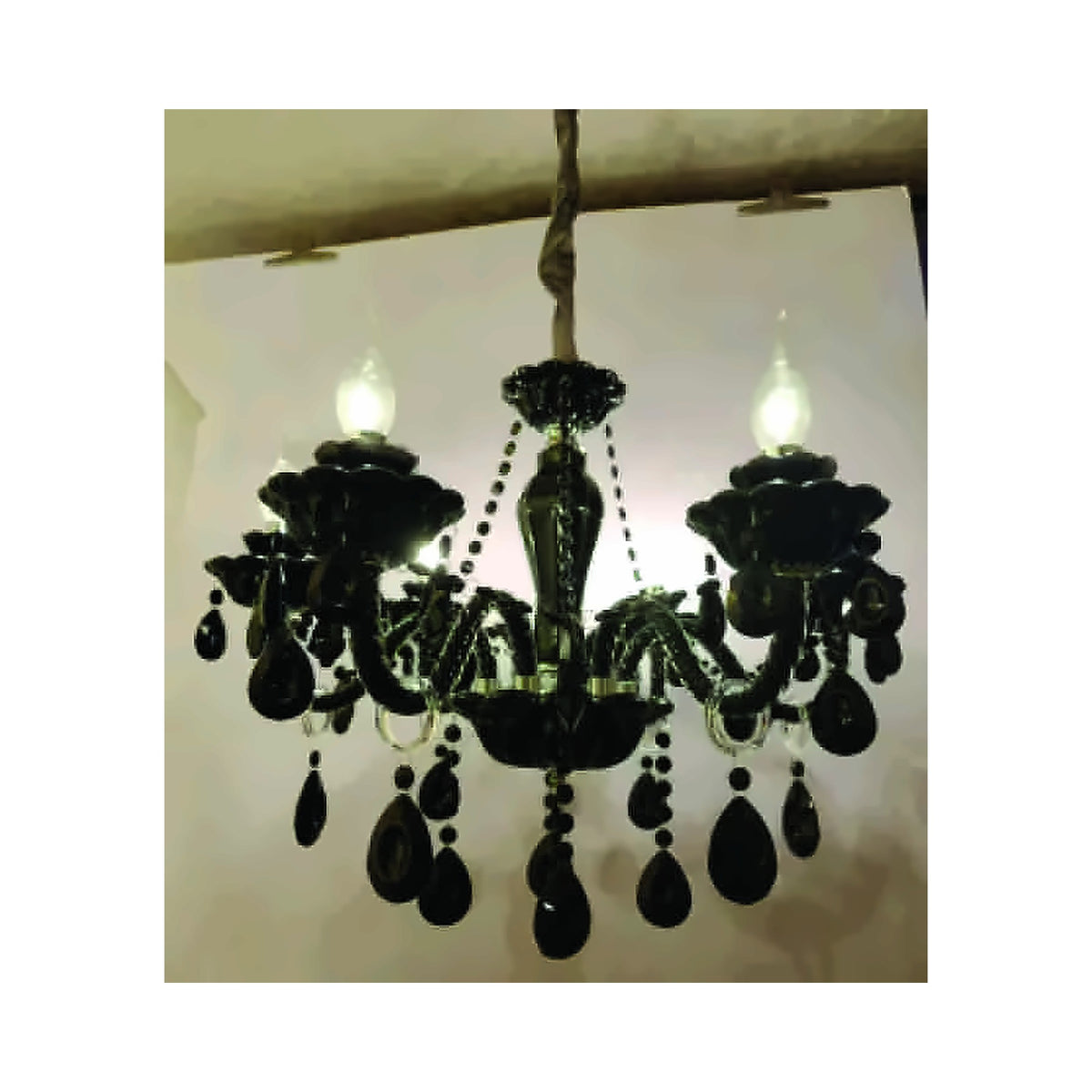Eliante Candle Arm Chandelier – Black Glass, Metal