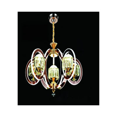 Eliante Six Ring Modern Chandelier – Clear Glass, Metal (JSTS-00930)