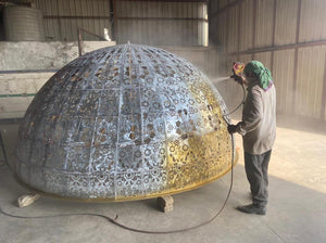 Luxury Perforated Metal Chandelier – Custom Dome Design for Double-Height Spaces