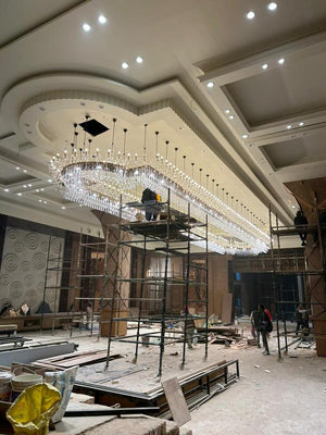 Bespoke Grand Crystal Hall Chandelier – Linear Suspension Design