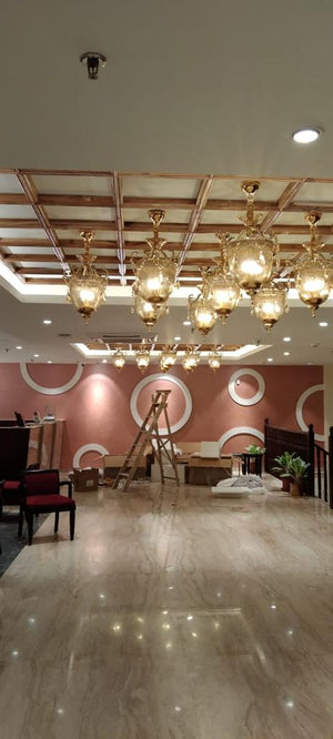 Contemporary Heritage Lantern Chandelier with Warm Gold Finish